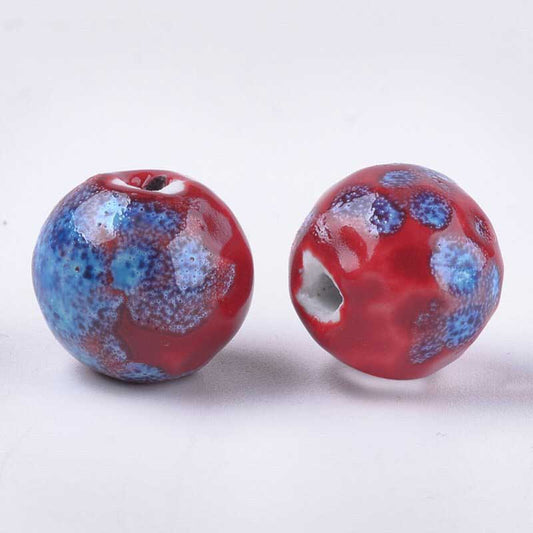 Glazed Porcelain Bead - 16mm Round Pods - Energy (10)