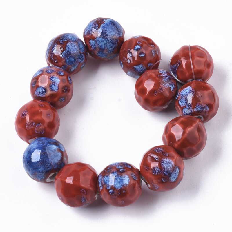 Glazed Porcelain Bead - 16mm Round Pods - Energy (10)