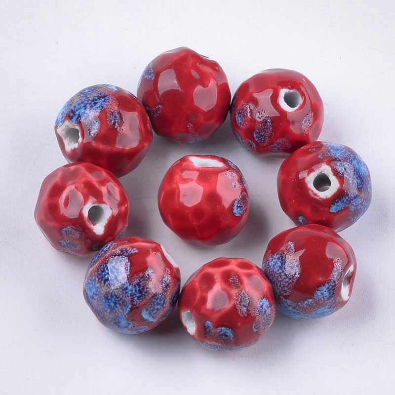 Glazed Porcelain Bead - 16mm Round Pods - Energy (10)