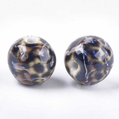 Glazed Porcelain Bead - 16mm Round Pods - Nebula (10)