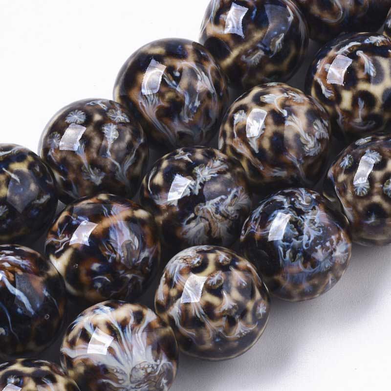 Glazed Porcelain Bead - 16mm Round Pods - Nebula (10)