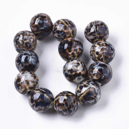 Glazed Porcelain Bead - 16mm Round Pods - Nebula (10)