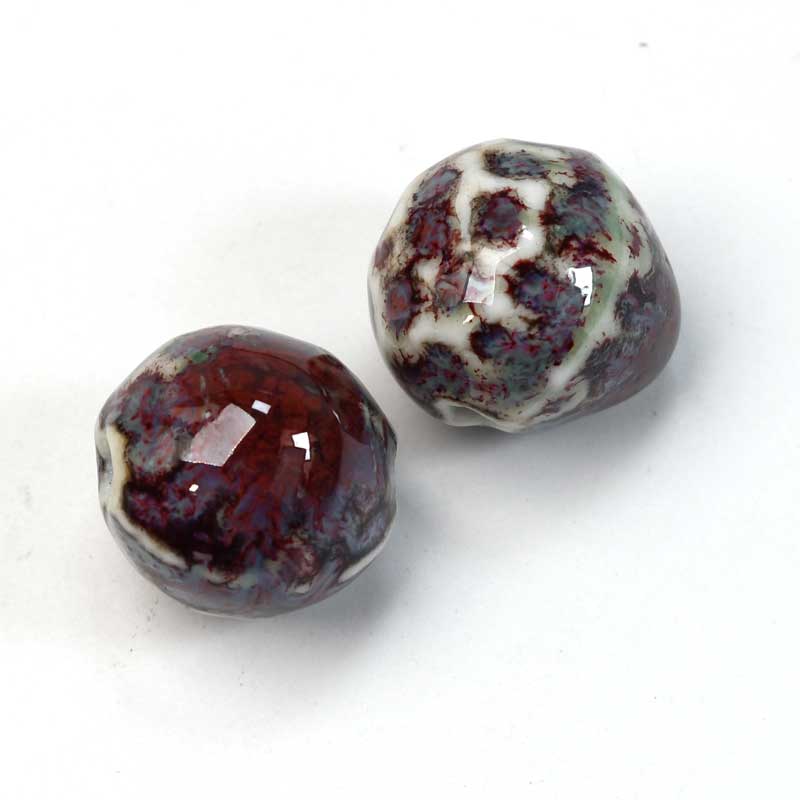 Glazed Porcelain Bead - 16mm Round Pods - Turtle (10)