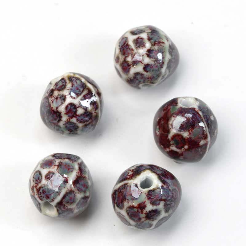Glazed Porcelain Bead - 16mm Round Pods - Turtle (10)