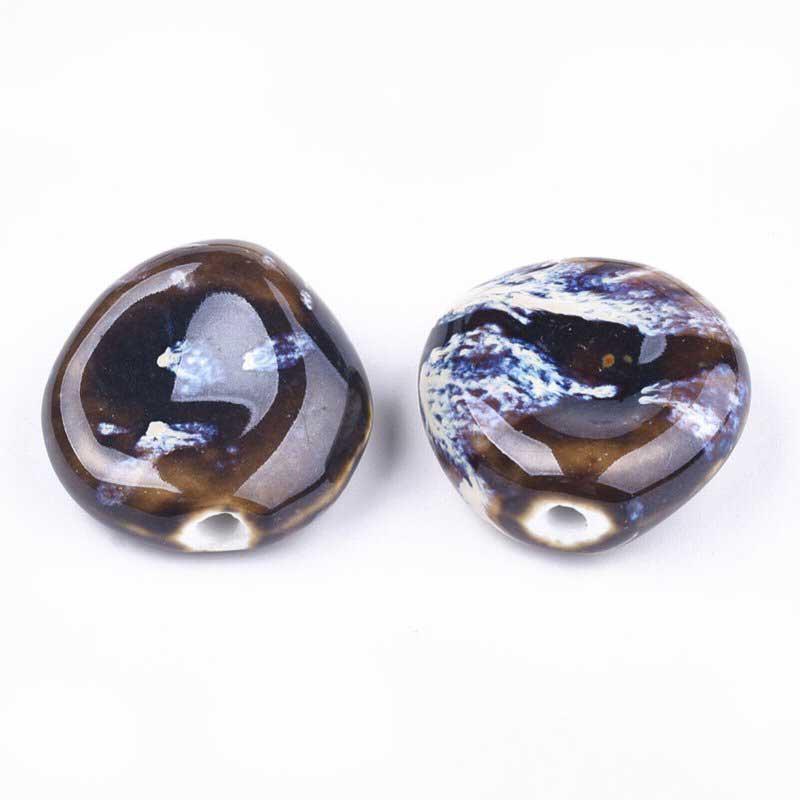 Glazed Porcelain Bead - 34mm Dished Round - Sanskrit (5)