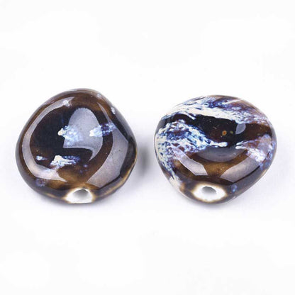 Glazed Porcelain Bead - 34mm Dished Round - Sanskrit (5)