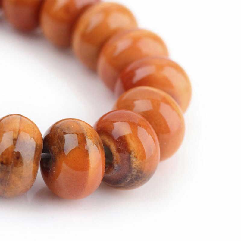 Glazed Porcelain Bead - 8x5mm Donut Rondelle - Caramel (20)