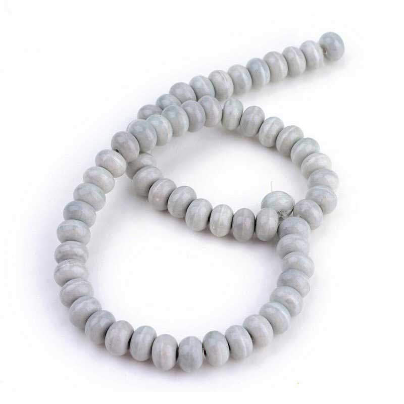 Glazed Porcelain Bead - 8x5mm Donut Rondelle - Mist Grey (20)