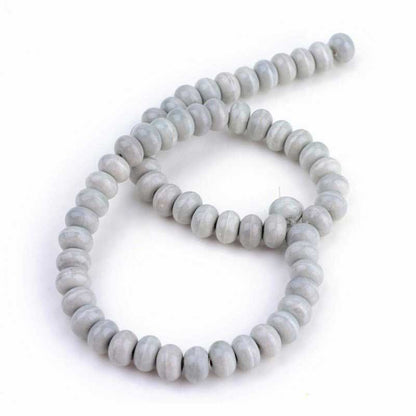 Glazed Porcelain Bead - 8x5mm Donut Rondelle - Mist Grey (20)