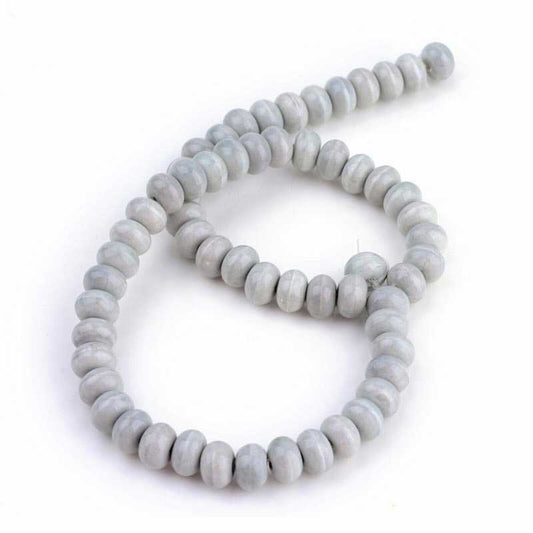Glazed Porcelain Bead - 8x5mm Donut Rondelle - Mist Grey (20)