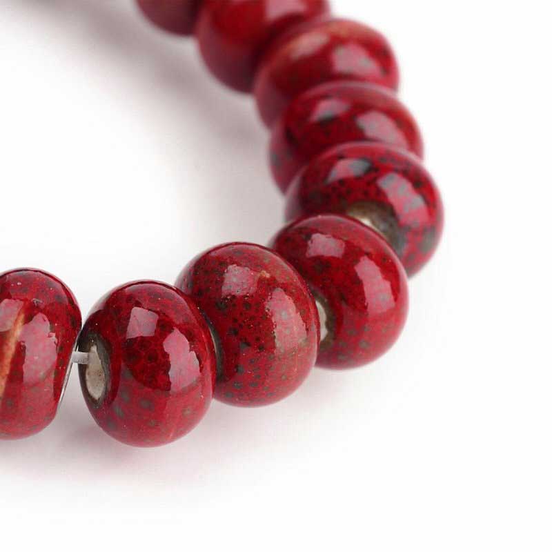 Glazed Porcelain Bead - 8x5mm Donut Rondelle - Wine (20)