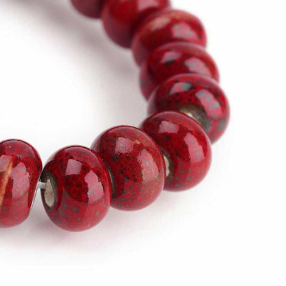 Glazed Porcelain Bead - 8x5mm Donut Rondelle - Wine (20)