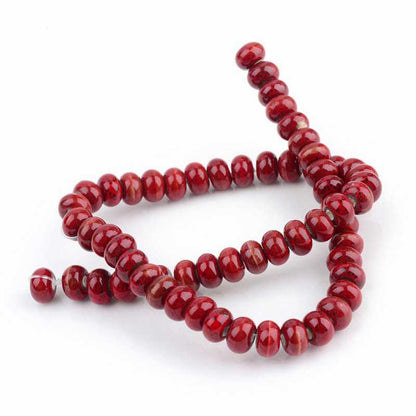 Glazed Porcelain Bead - 8x5mm Donut Rondelle - Wine (20)