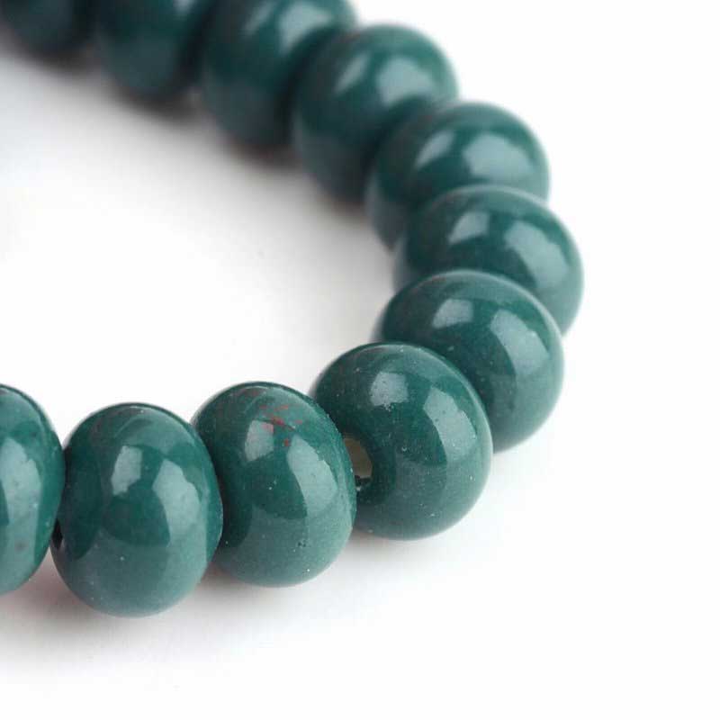 Glazed Porcelain Bead - 8x5mm Donut Rondelle - Teal (20)