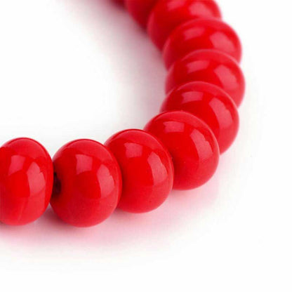 Glazed Porcelain Bead - 8x5mm Donut Rondelle - Cherry (20)