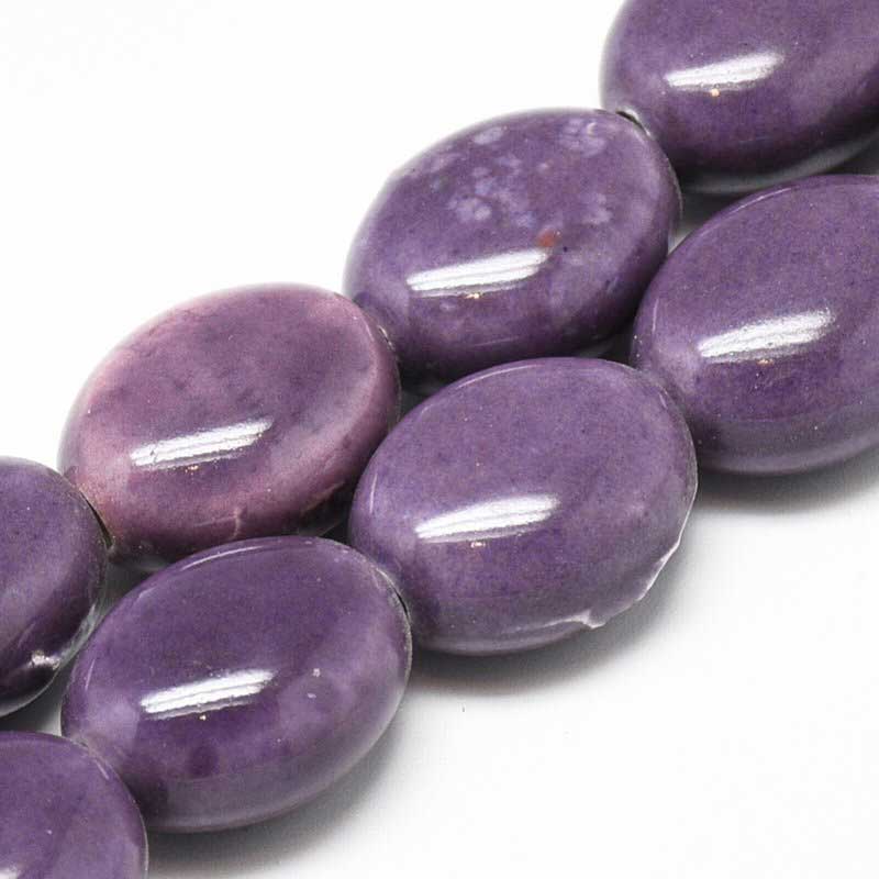 Glazed Porcelain Bead - 16mm Oval - Purple Dusk (5)