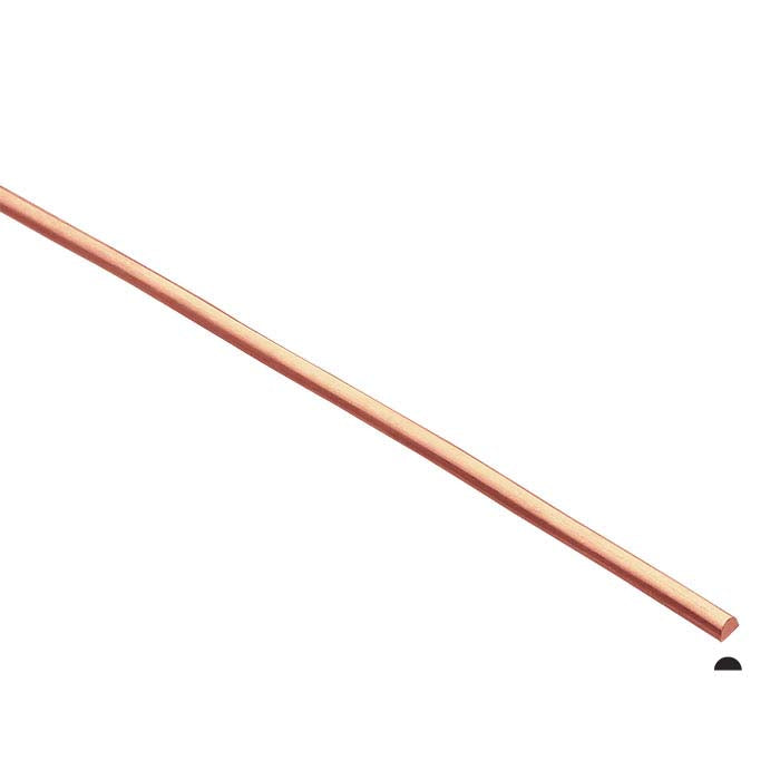Craft Wire - 22ga - Half Round Wire - Dead Soft - Bare Copper