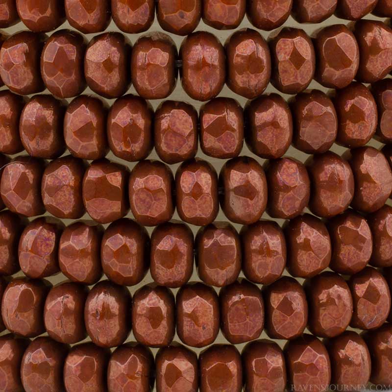 Fire Polish Beads - 3x2mm - Gem Cut Microspacer - Chestnut Lustre (strand 50)