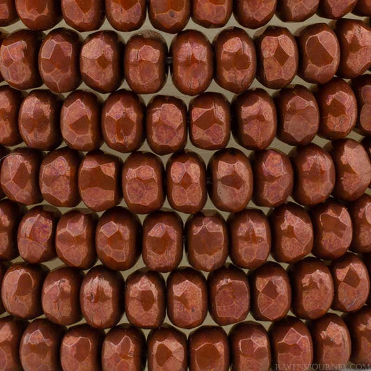 Fire Polish Beads - 3x2mm - Gem Cut Microspacer - Chestnut Lustre (strand 50)