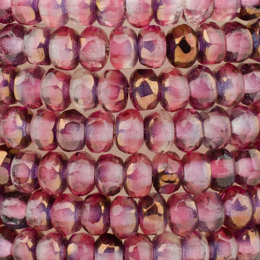 Fire Polish Beads - 3x2mm - Gem Cut Microspacer - Rosewater Bronze (strand 50)