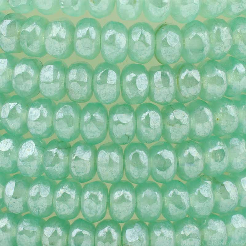 Fire Polish Beads - 3x2mm - Gem Cut Microspacer - Seafoam Opal Luster (strand 50