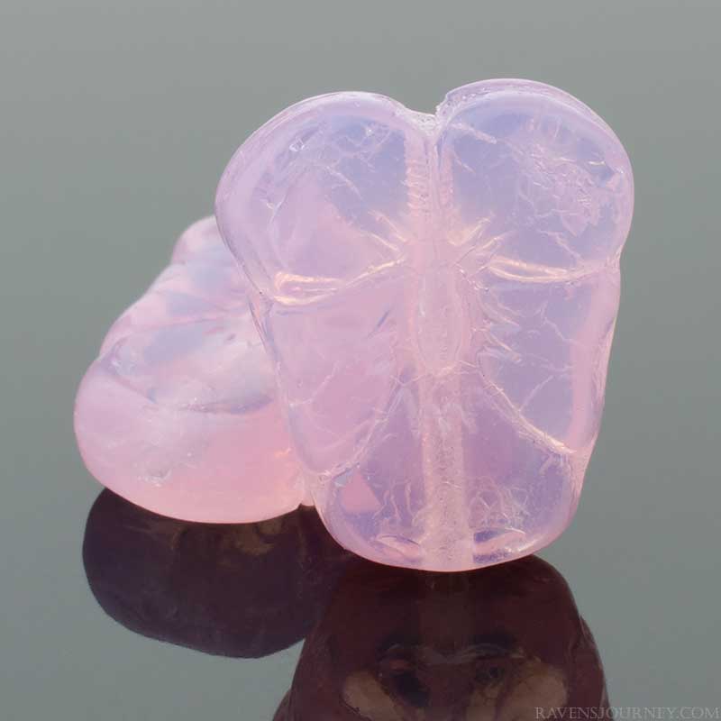 Glass Bead Pansy Flower - 13mm - Rose Opal (Strand 12)