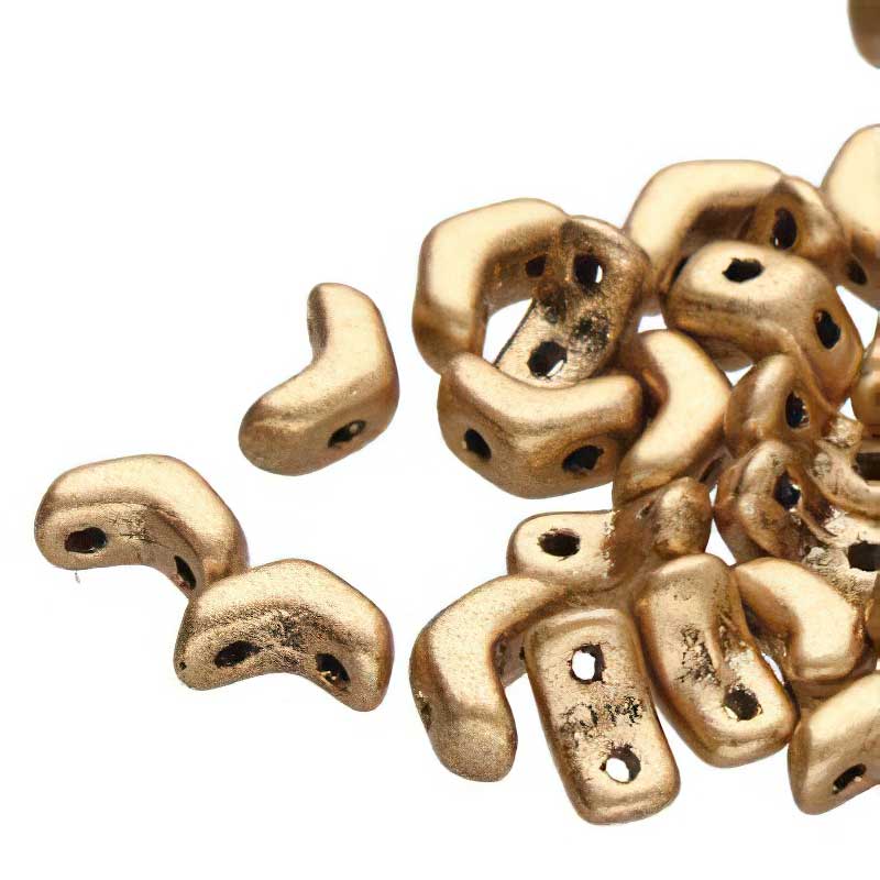 Czech Shaped Beads -  Mini ChevronDuo - Bronze Pale Gold (Tube)
