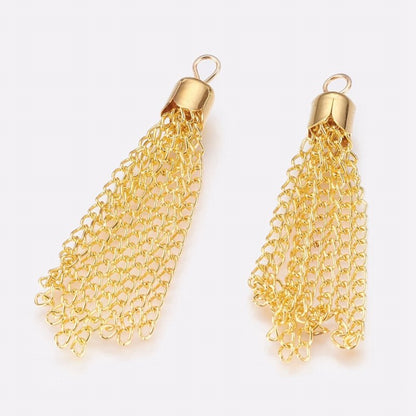 Components - 52mm Curb Chain Tassel - Gold Plated (Pair)