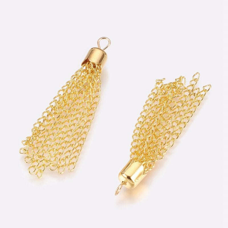 Components - 52mm Curb Chain Tassel - Gold Plated (Pair)