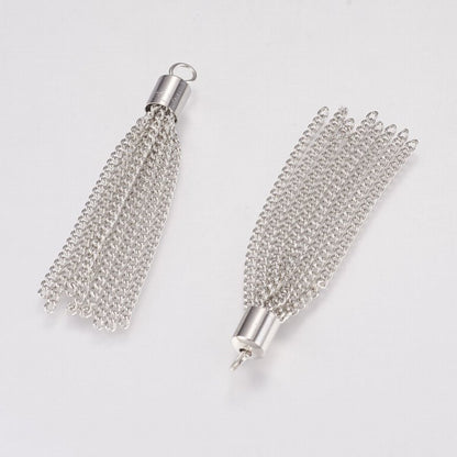 Components - 54mm Curb Chain Tassel - Platinum Plated (Pair)