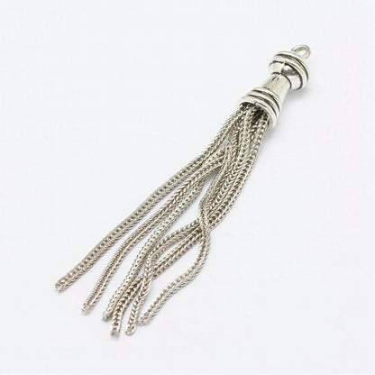 Components - 80mm Snake Chain Tassel - Antique Silver (Pair)