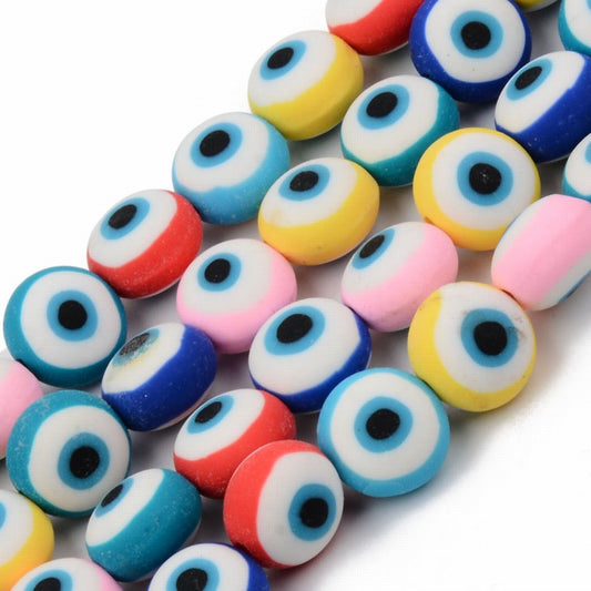 Polymer Clay Vinyl - Evil Eye Rounds - Assorted Colours (strand)
