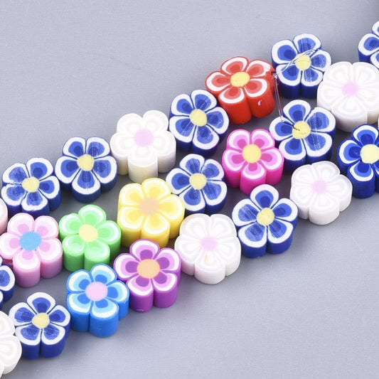 Polymer Clay Vinyl - Flowers - Assorted Colours (strand)