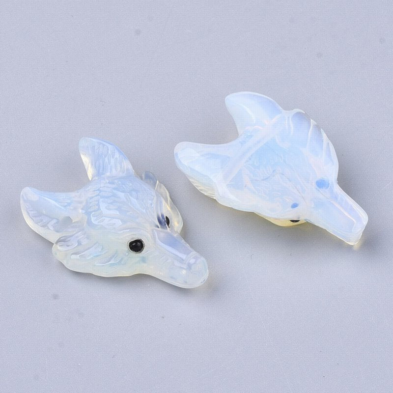 Stone Pendant -  Wolf Head - Opalite