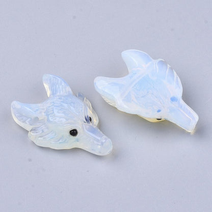 Stone Pendant -  Wolf Head - Opalite