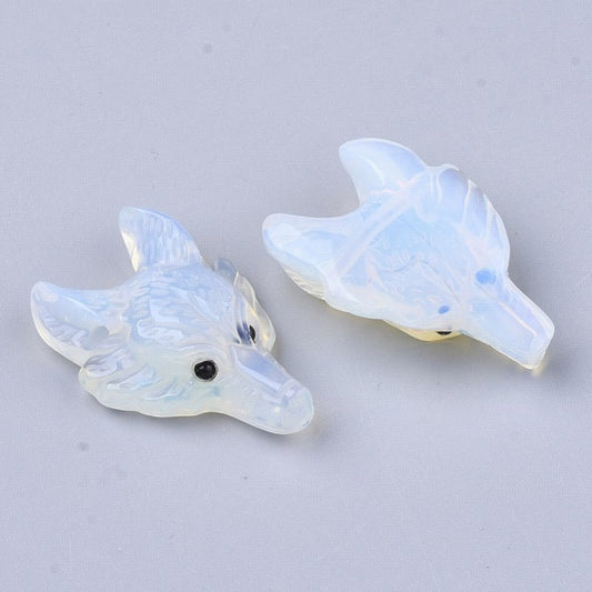 Stone Pendant -  Wolf Head - Opalite