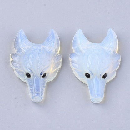 Stone Pendant -  Wolf Head - Opalite