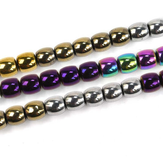 Asst Plated Hematite   8mm Drum 50pcs