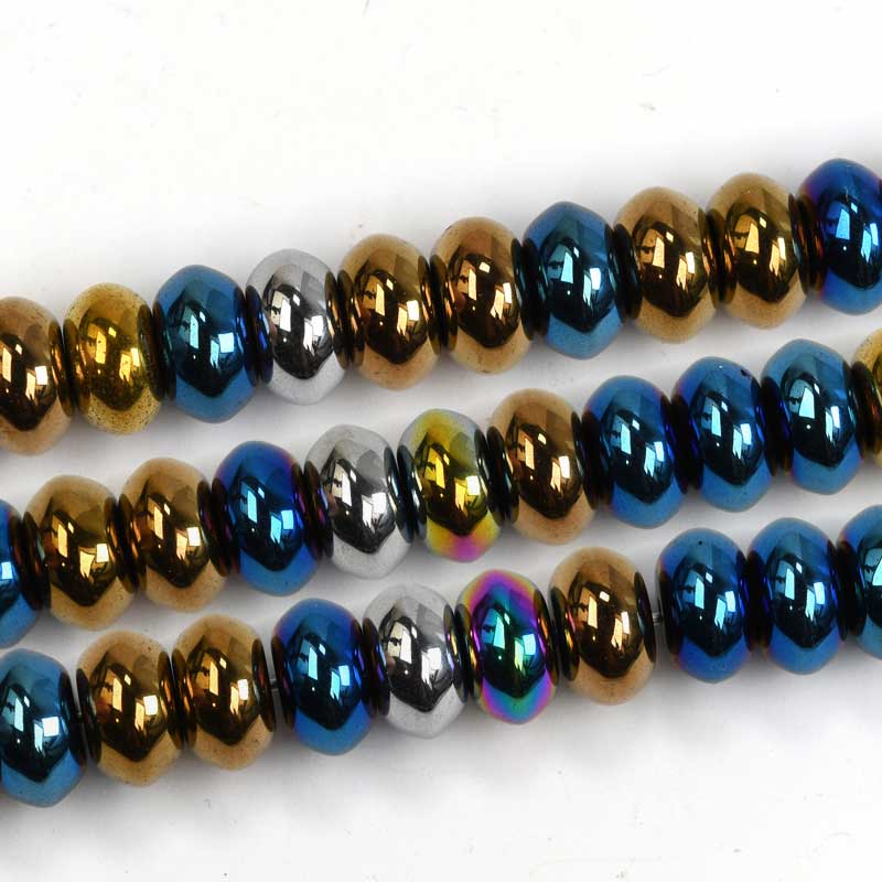 Asst Plated Hematite   10mm Donut 50pcs