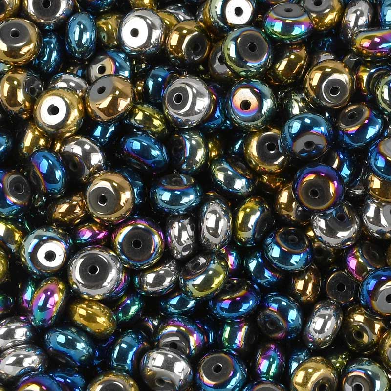 Asst Plated Hematite   10mm Donut 50pcs