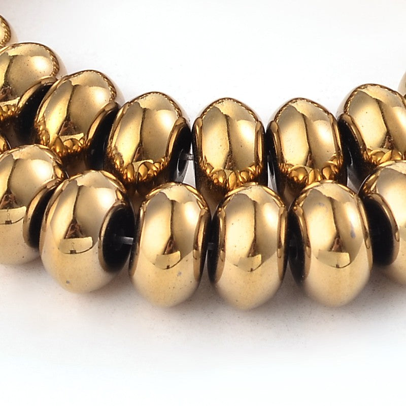 GoldPl Hematite   10mm Donut 15.5in