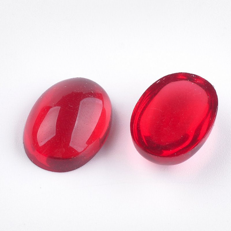 Cabochon - Resin - 15x21mm Oval - Intense Red (10)