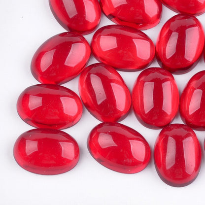 Cabochon - Resin - 15x21mm Oval - Intense Red (10)