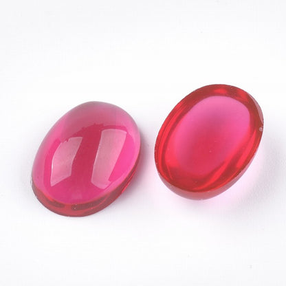 Cabochon - Resin - 15x21mm Oval - Cranberry Pink (10)