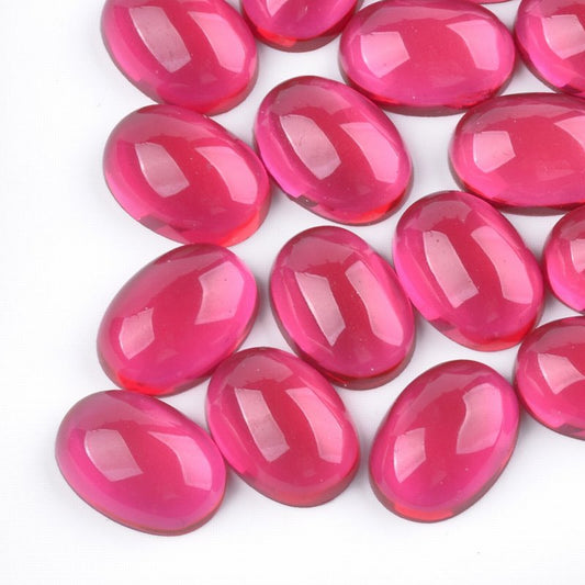 Cabochon - Resin - 15x21mm Oval - Cranberry Pink (10)
