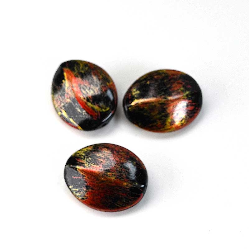 Painted Acrylic Beads -  Ovalish - Chocolate Pod (30pcs)