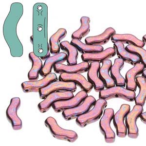 Czech Shaped Beads -  Bridge - Jet Iris Luster (25)