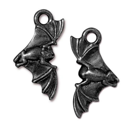 Swooping Bat Charm   Black Plated Pair