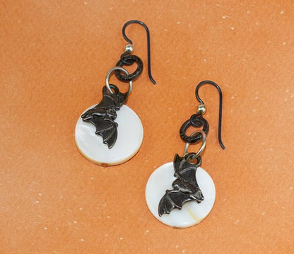 Swooping Bat Charm   Black Plated Pair