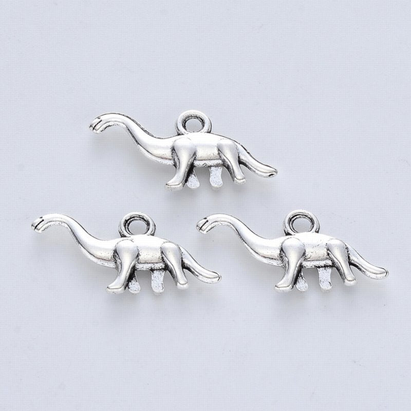 Apatosaurus Charm   Antique Silver Pair